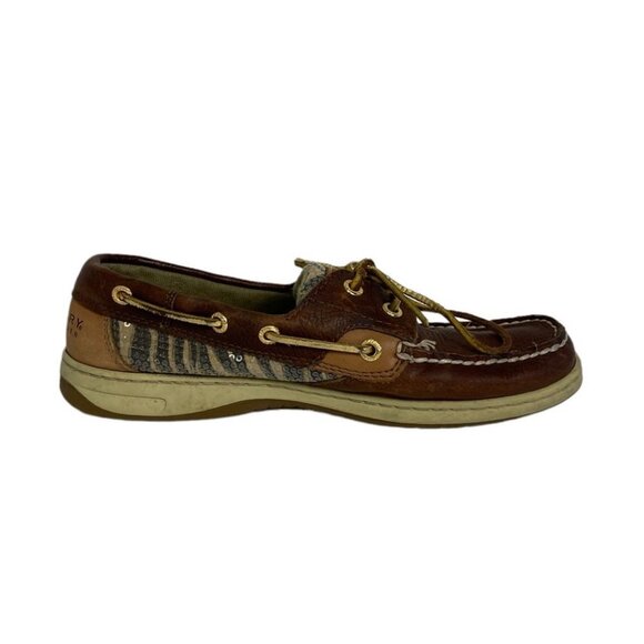 Sperry Topsider Leather Angelfish Boat Shoes Brown Animal Print‎ Size 7.5 Flats - Picture 10 of 10